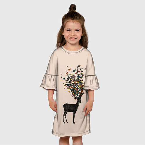 Детское платье Олени с рогами из бабочек / 3D-принт – фото 3