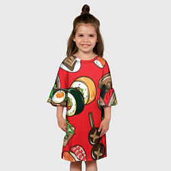 Платье клеш для девочки Еда, цвет: 3D-принт — фото 2