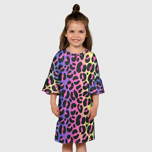 Детское платье Neon Leopard Pattern / 3D-принт – фото 3
