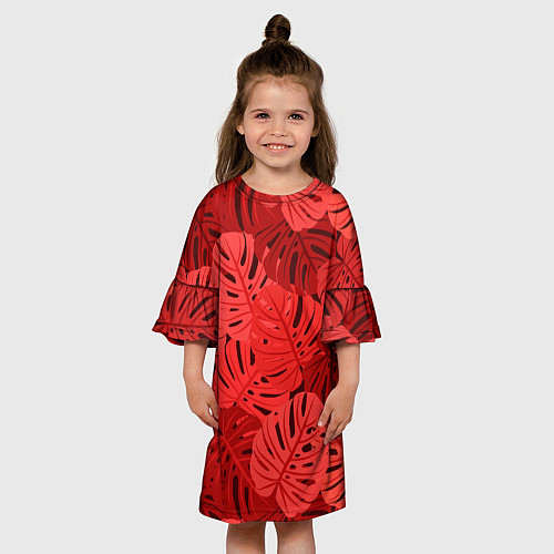 Детское платье Тропические листья Монстера / 3D-принт – фото 3