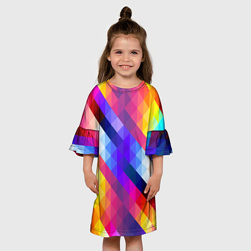Детское платье Пиксельная радуга / 3D-принт – фото 3