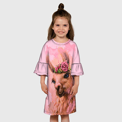 Детское платье Лама с цветами / 3D-принт – фото 3