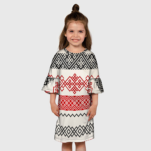 Детское платье Славянский узор красно-черный / 3D-принт – фото 3