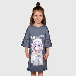 Платье клеш для девочки Чино Кафу Chino Kafuu, цвет: 3D-принт — фото 2