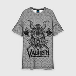 Платье клеш для девочки Valheim Viking dark, цвет: 3D-принт