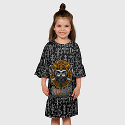 Платье клеш для девочки Valheim Череп викинга, цвет: 3D-принт — фото 2