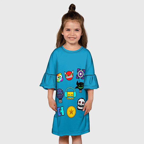 Детское платье Geometry Dash Icons / 3D-принт – фото 3