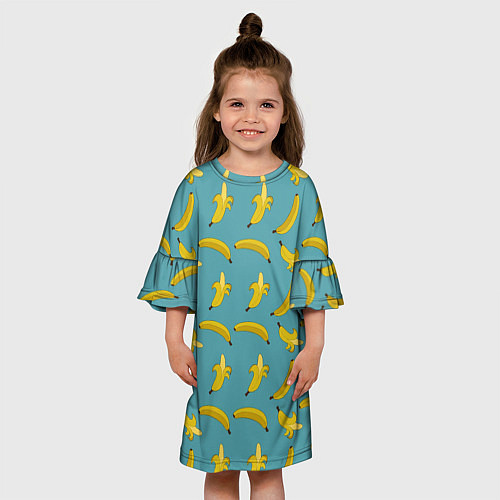 Детское платье Бананы Мятная / 3D-принт – фото 3