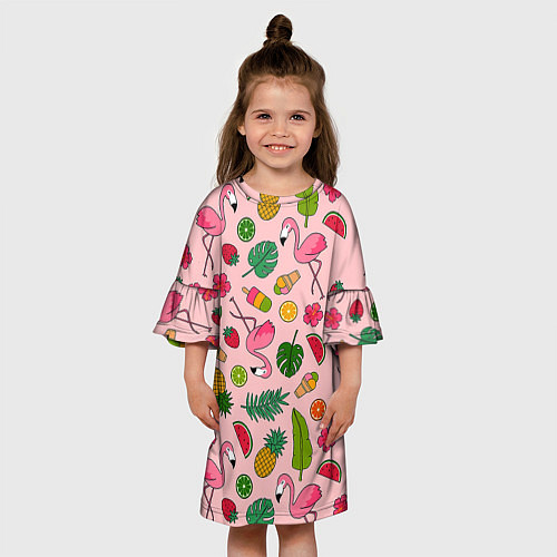 Детское платье Фламинго Лето / 3D-принт – фото 3