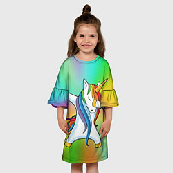 Платье клеш для девочки Крутой единорог, цвет: 3D-принт — фото 2