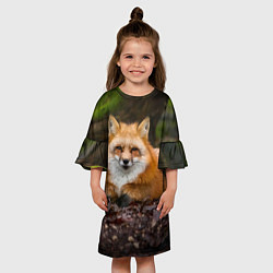 Платье клеш для девочки Взрослый строгий лис, цвет: 3D-принт — фото 2