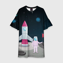 Платье клеш для девочки Астронавт покоряет космос, цвет: 3D-принт
