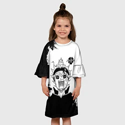 Платье клеш для девочки Чёрный клевер кричащий Аста, цвет: 3D-принт — фото 2