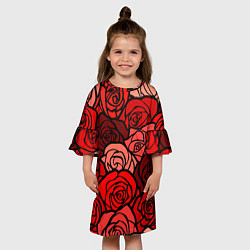 Платье клеш для девочки Розочки, цвет: 3D-принт — фото 2