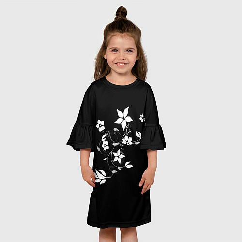 Детское платье Цвета цветов черное / 3D-принт – фото 3