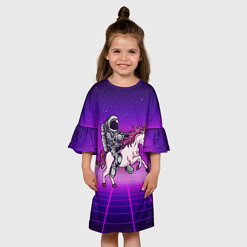Детское платье Космонавт на единороге / 3D-принт – фото 3