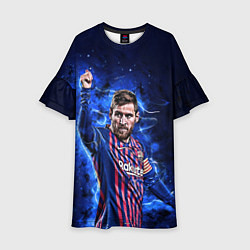 Платье клеш для девочки Lionel Messi Barcelona 10, цвет: 3D-принт