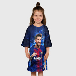 Платье клеш для девочки Лионель Месси Барселона 10, цвет: 3D-принт — фото 2