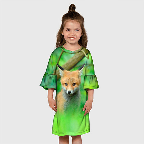 Детское платье Лисенок в зеленом лесу / 3D-принт – фото 3