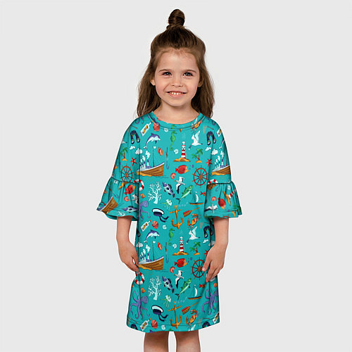Детское платье Морские обитатели / 3D-принт – фото 3
