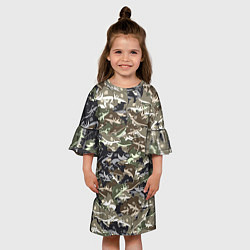 Платье клеш для девочки Камуфляж для рыбака, цвет: 3D-принт — фото 2