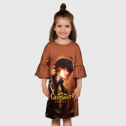Платье клеш для девочки GENSHIN IMPACT ZHONGLI, цвет: 3D-принт — фото 2