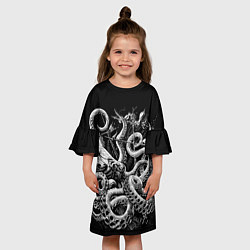 Платье клеш для девочки Кракен Монстр, цвет: 3D-принт — фото 2