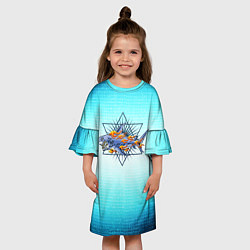 Платье клеш для девочки Акула в огне, цвет: 3D-принт — фото 2