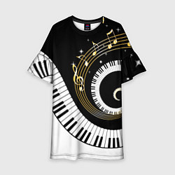 Платье клеш для девочки МУЗЫКАЛЬНЫЙ УЗОР, цвет: 3D-принт