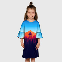 Платье клеш для девочки Одинокая вышка, цвет: 3D-принт — фото 2