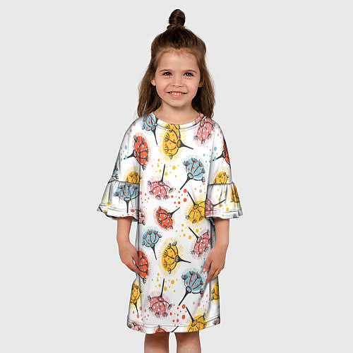 Детское платье Абстрактные цветы одуванчики / 3D-принт – фото 3