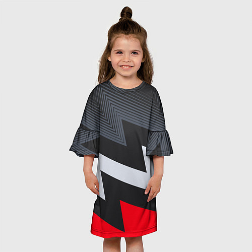 Детское платье Черно-красные зигзаги / 3D-принт – фото 3