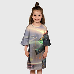 Платье клеш для девочки Боевая техника, цвет: 3D-принт — фото 2