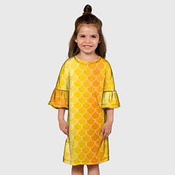 Платье клеш для девочки Желтая чешуя, цвет: 3D-принт — фото 2