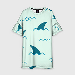 Платье клеш для девочки Плавники акул, цвет: 3D-принт