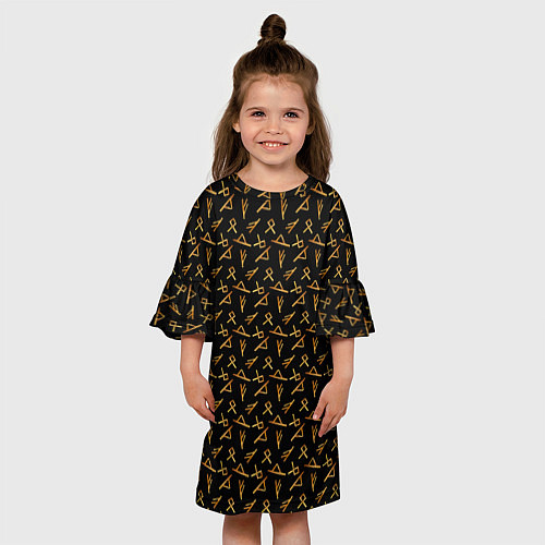 Детское платье Золотые руны акварелью / 3D-принт – фото 3