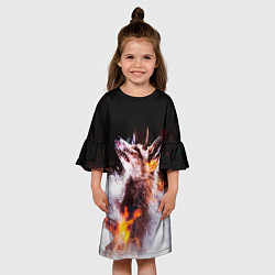 Платье клеш для девочки Лиса с рогами, цвет: 3D-принт — фото 2