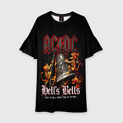 Платье клеш для девочки ACDC Hells Bells, цвет: 3D-принт