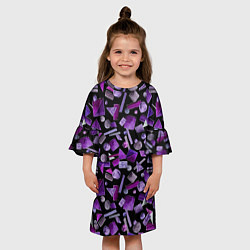 Платье клеш для девочки Геометрический фиолетовый, цвет: 3D-принт — фото 2