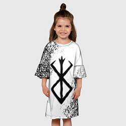 Платье клеш для девочки БЕРСЕРК logo чб, цвет: 3D-принт — фото 2