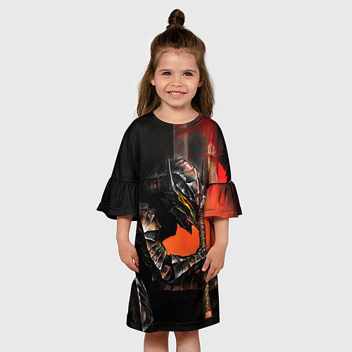 Детское платье БЕРСЕРК оранжевый / 3D-принт – фото 3