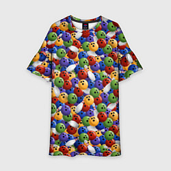 Платье клеш для девочки Боулинг, цвет: 3D-принт