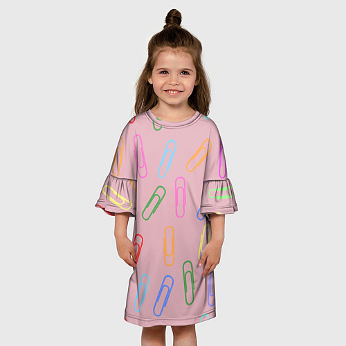 Детское платье Скрепки на пыльно розовом / 3D-принт – фото 3