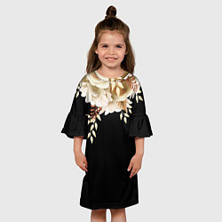 Платье клеш для девочки Золотые Цветы, цвет: 3D-принт — фото 2