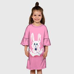 Платье клеш для девочки Милый кролик с микрофоном, цвет: 3D-принт — фото 2