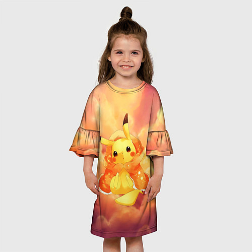 Детское платье Пикачу на облачках / 3D-принт – фото 3