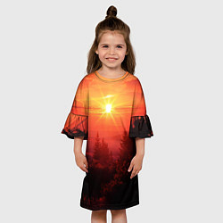 Платье клеш для девочки УТРЕННИЙ РАССВЕТ НАД ОБЛАКАМИ, цвет: 3D-принт — фото 2