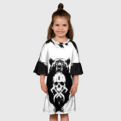 Платье клеш для девочки МЕДВЕДЬ С ЧЕРЕПОМ Z, цвет: 3D-принт — фото 2