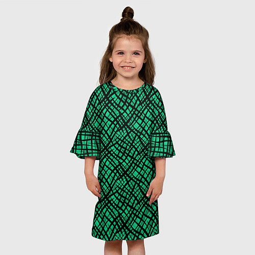 Детское платье Абстрактный зелено-черный узор / 3D-принт – фото 3