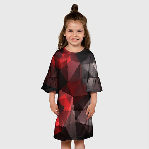 Детское платье Серо-красная абстракция / 3D-принт – фото 3
